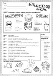 Restaurant Activity Worksheets Image