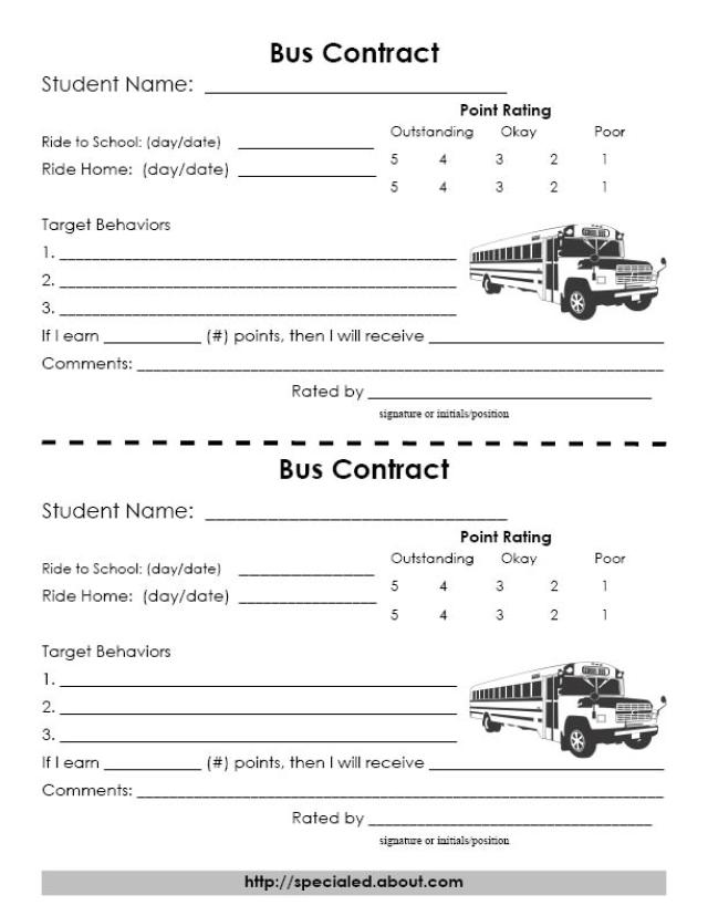 School Bus Behavior Contracts Image