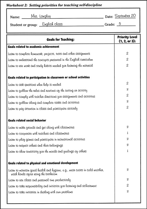 Self-Discipline Worksheets Image