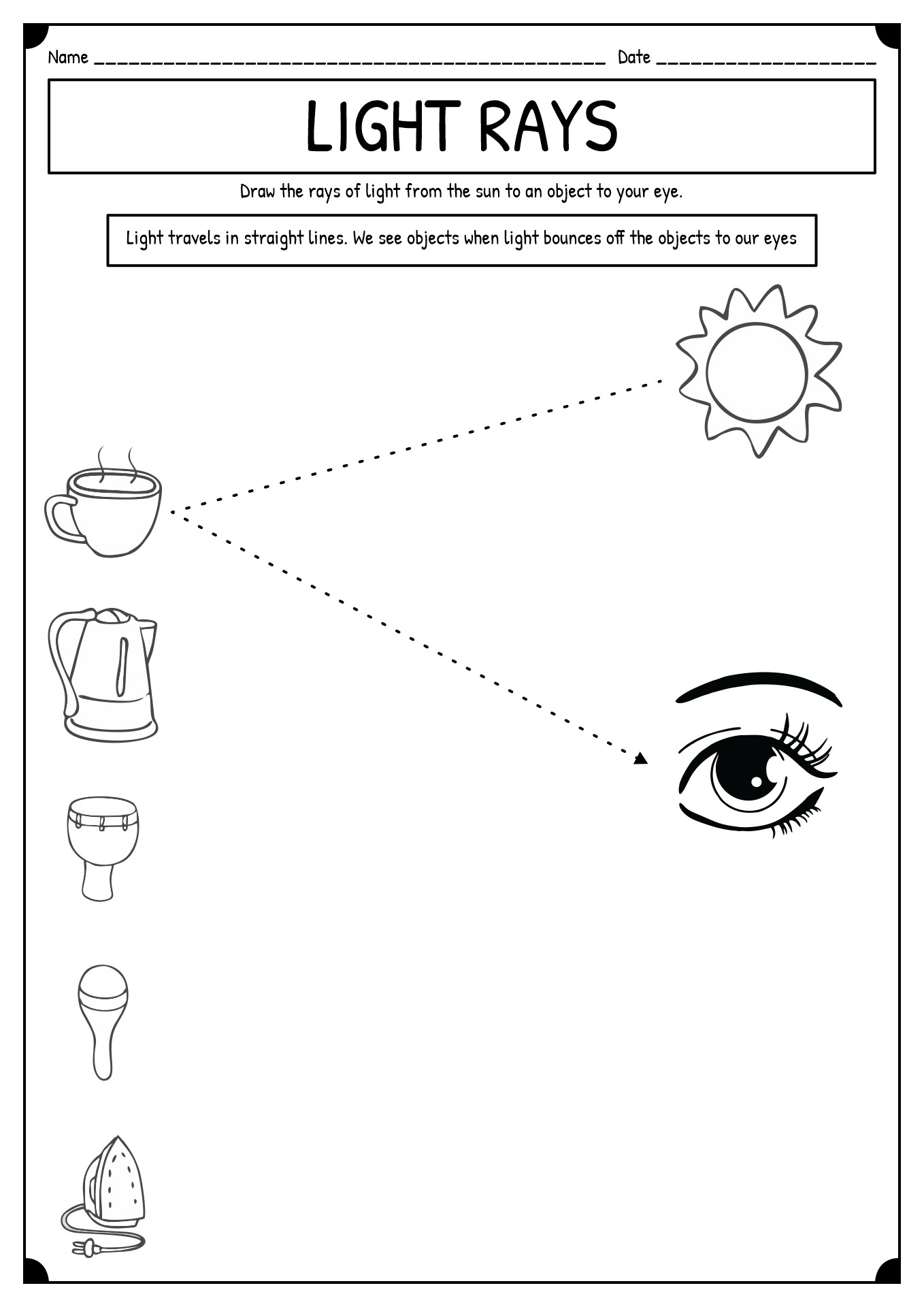 Sound and Light Worksheets Elementary