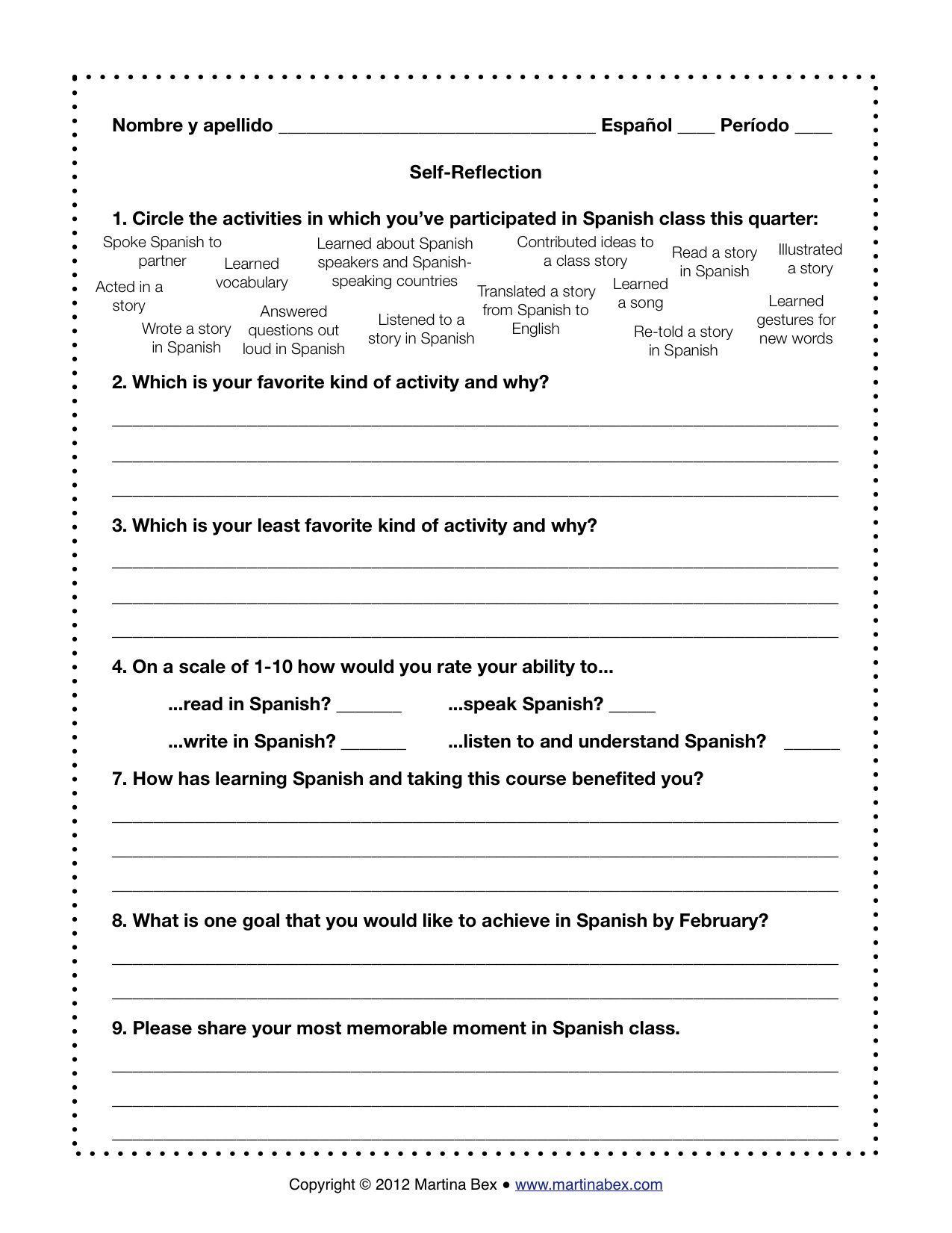 Student Behavior Reflection Sheet Template Image