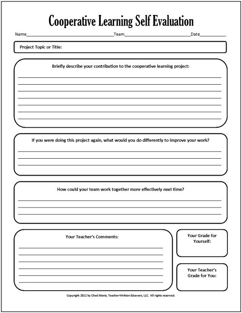 Student Self-Evaluation Form Image