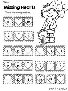 Valentines Day Math Worksheet Kindergarten