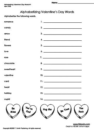 Valentines Day Worksheets First Grade
