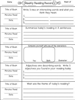 Weekly Reading Comprehension Activities Image
