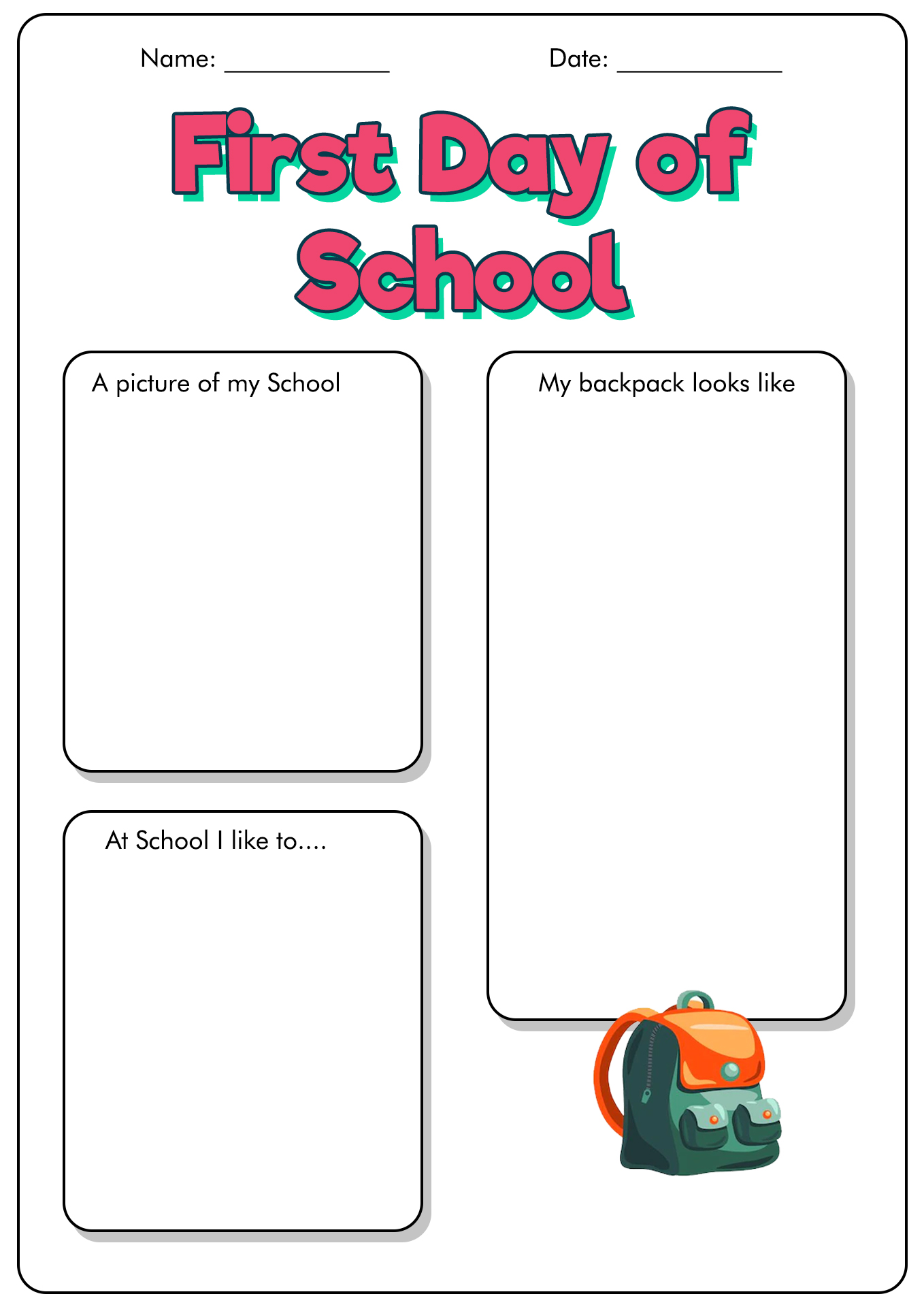 Welcome Back to School Activity Sheets Image