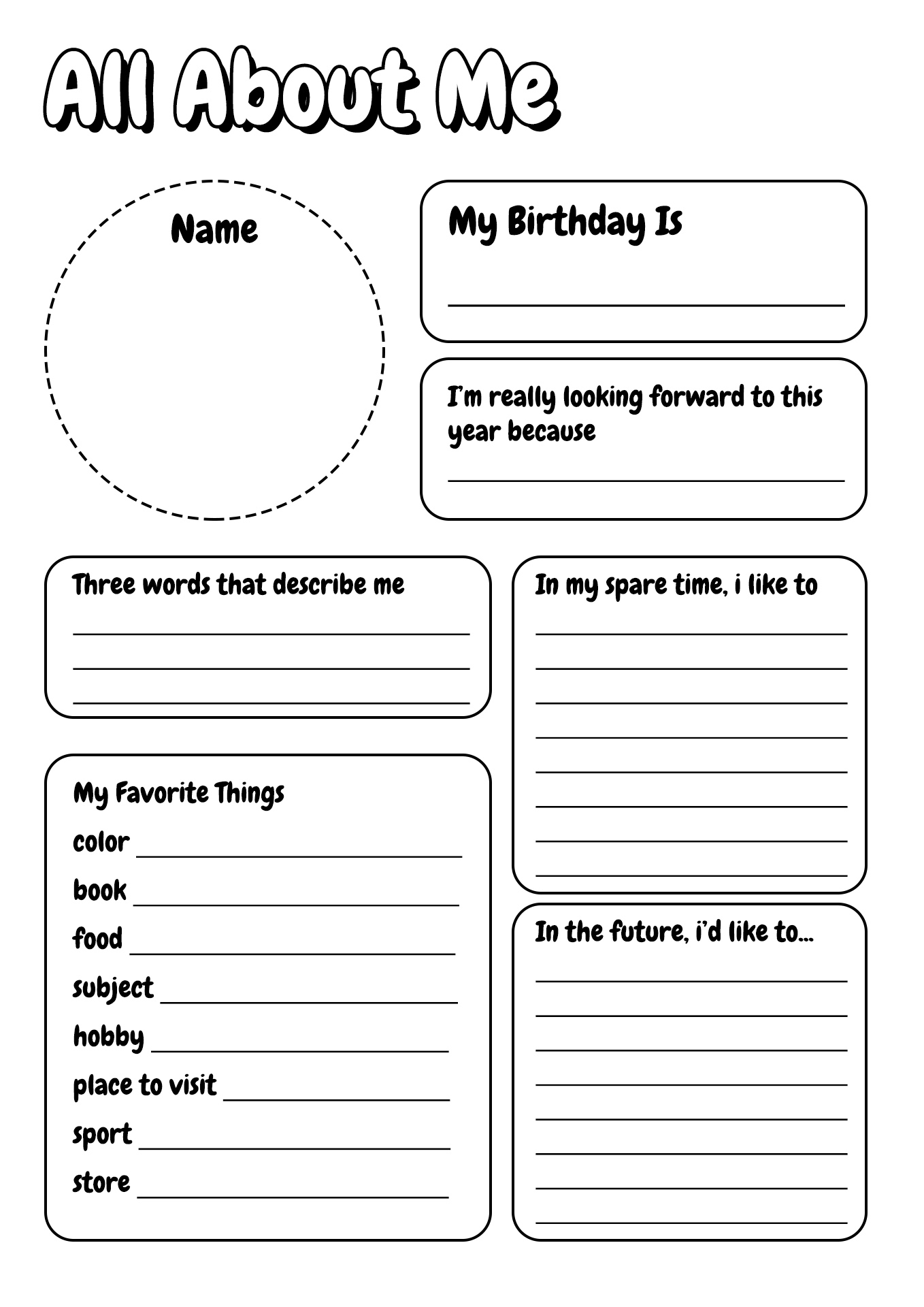 All About Me Printable Elementary Worksheets Free Image