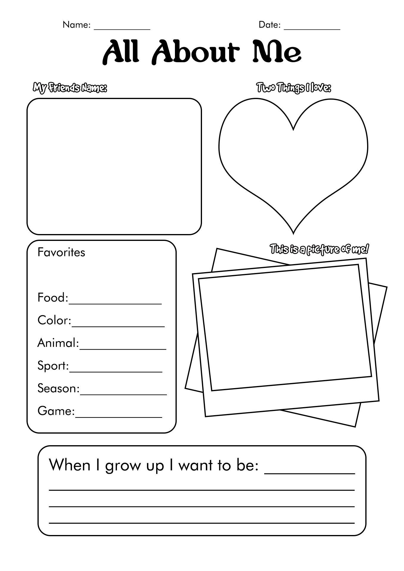 All About Me Printables Free Image