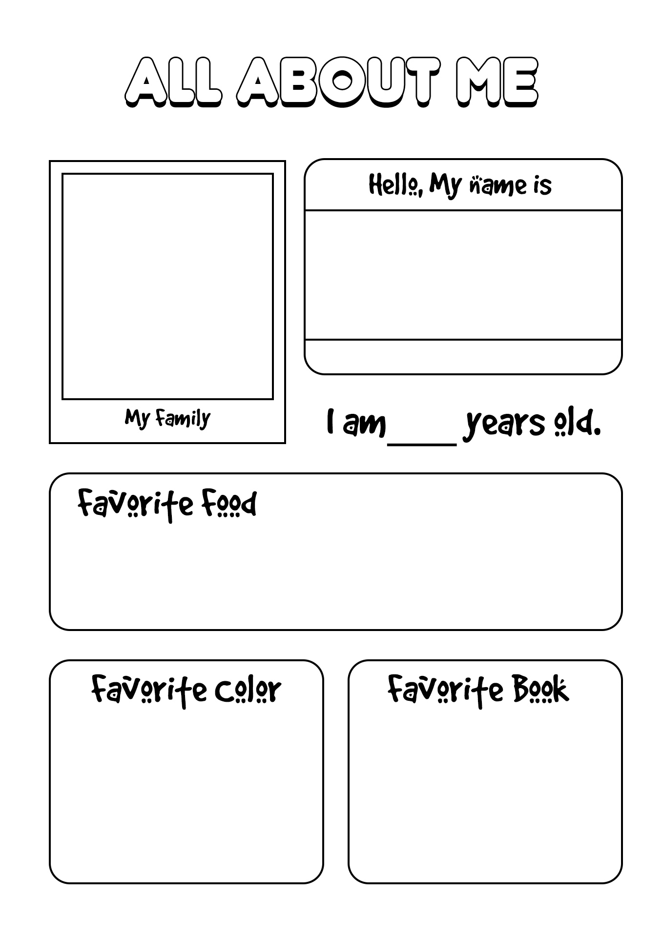 All About Me Printables Image