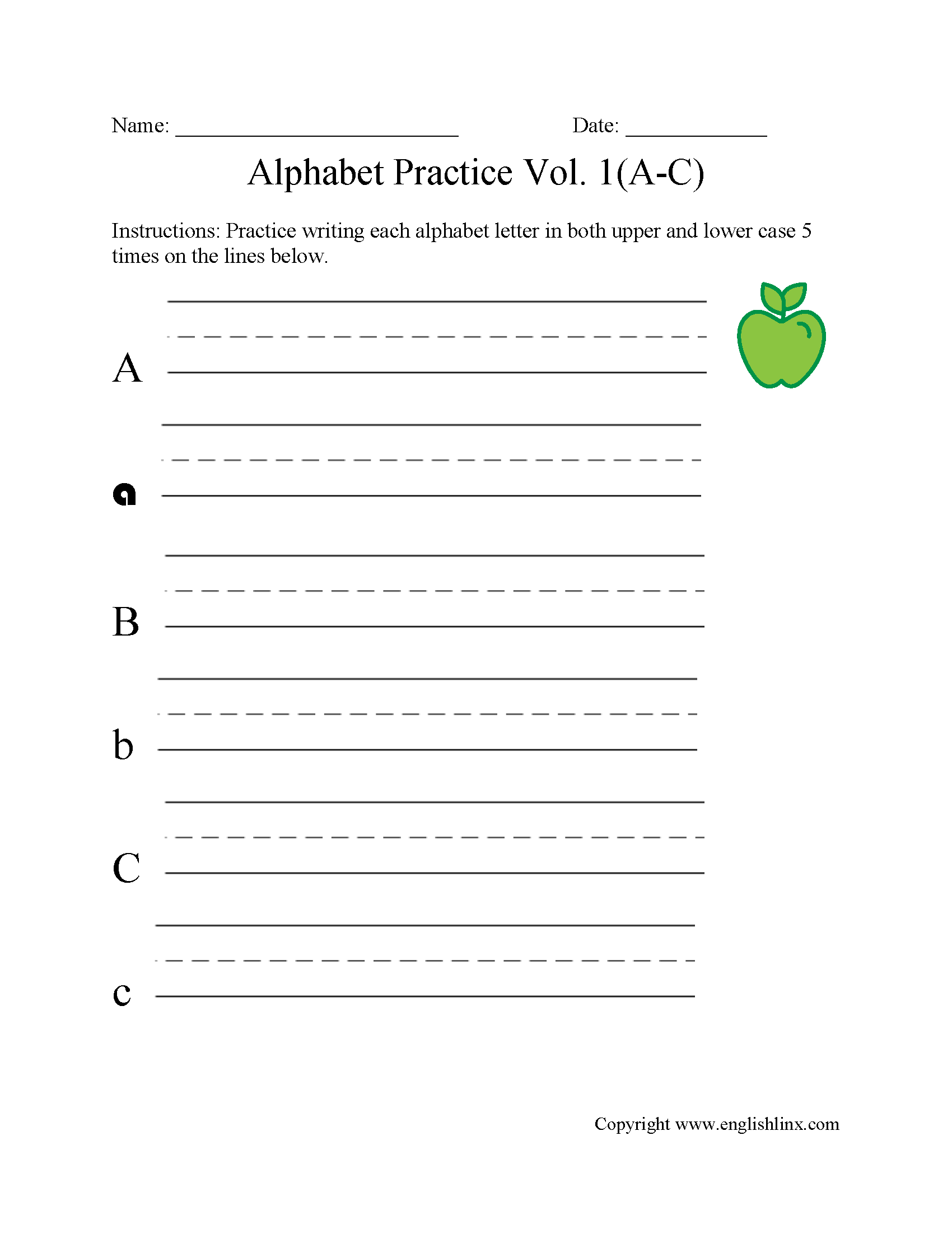 Alphabet Writing Worksheets Image