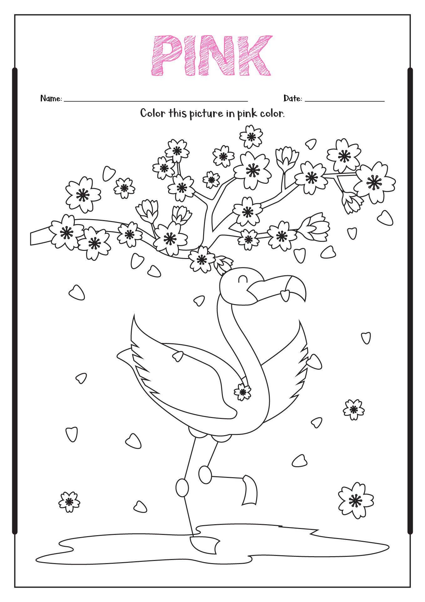 Free Printable Color Pink Worksheets For Preschool