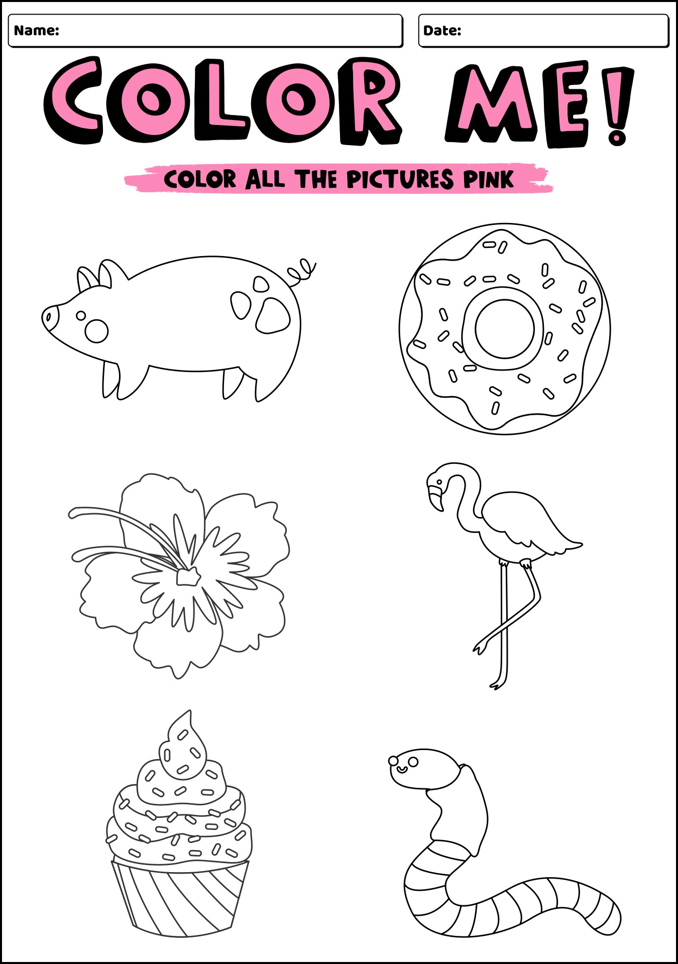 6 Color Pink Worksheets For Preschool Worksheeto