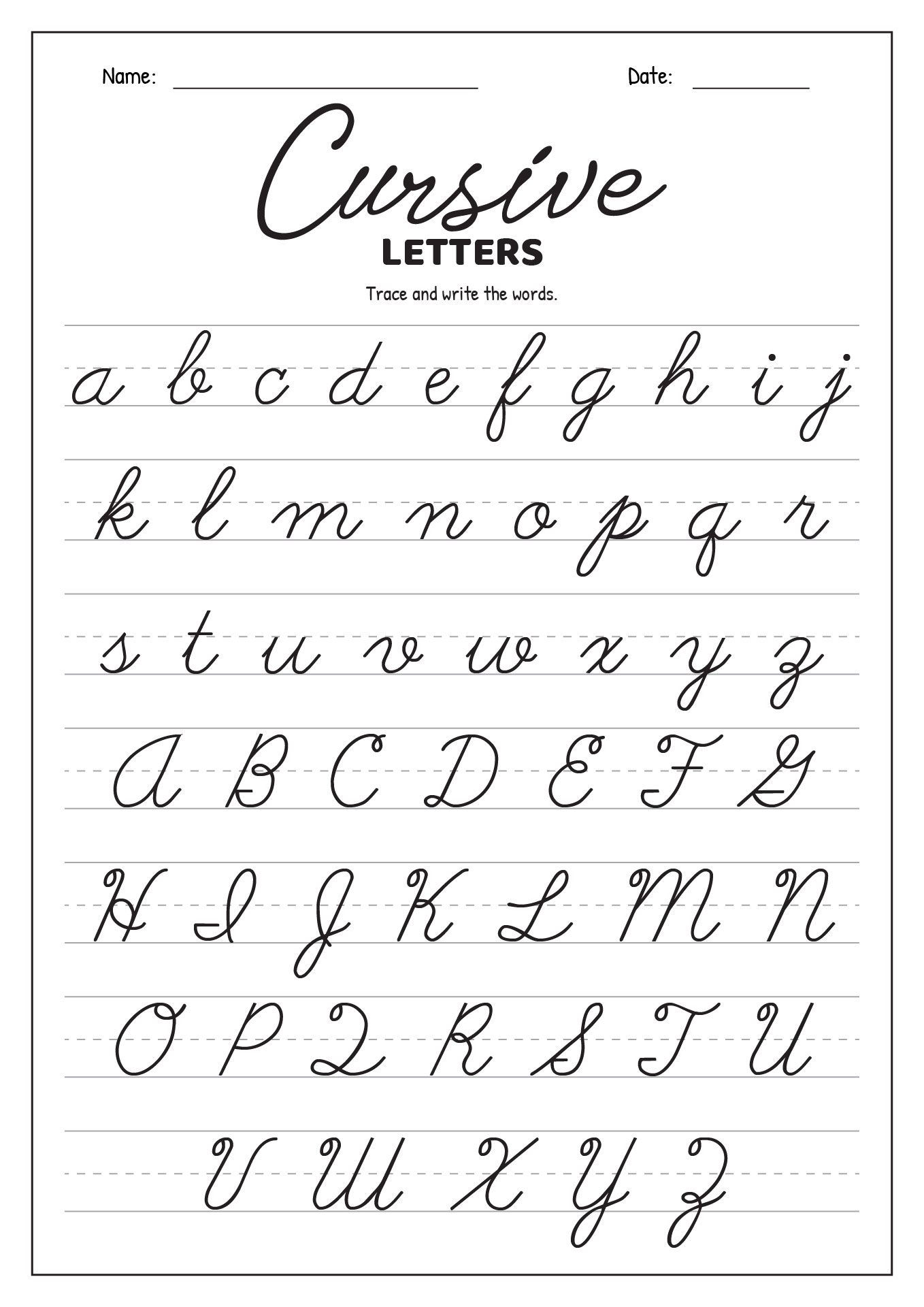 Cursive Letters Print Out