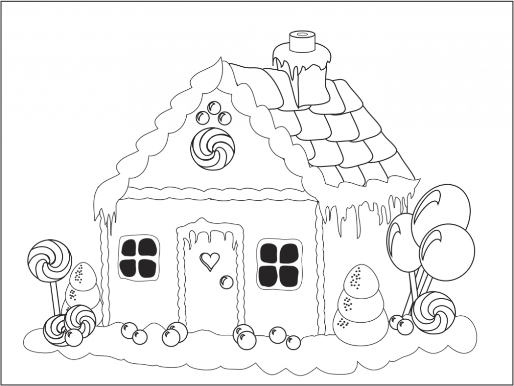 Free Gingerbread House Coloring Page Image