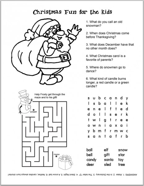 Fun Christmas Worksheets for Students