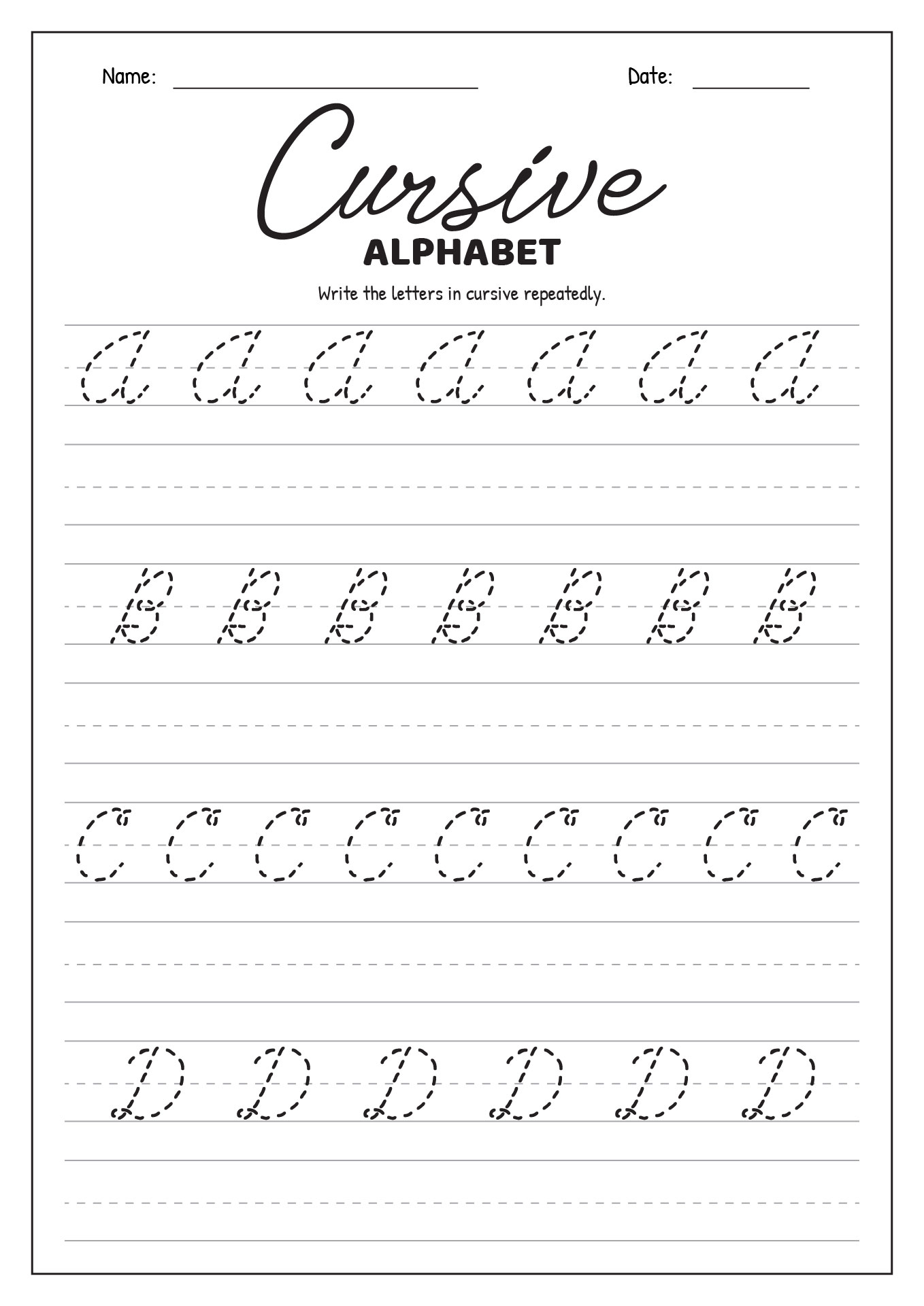 Free Printable Cursive Writing Worksheets Alphabet