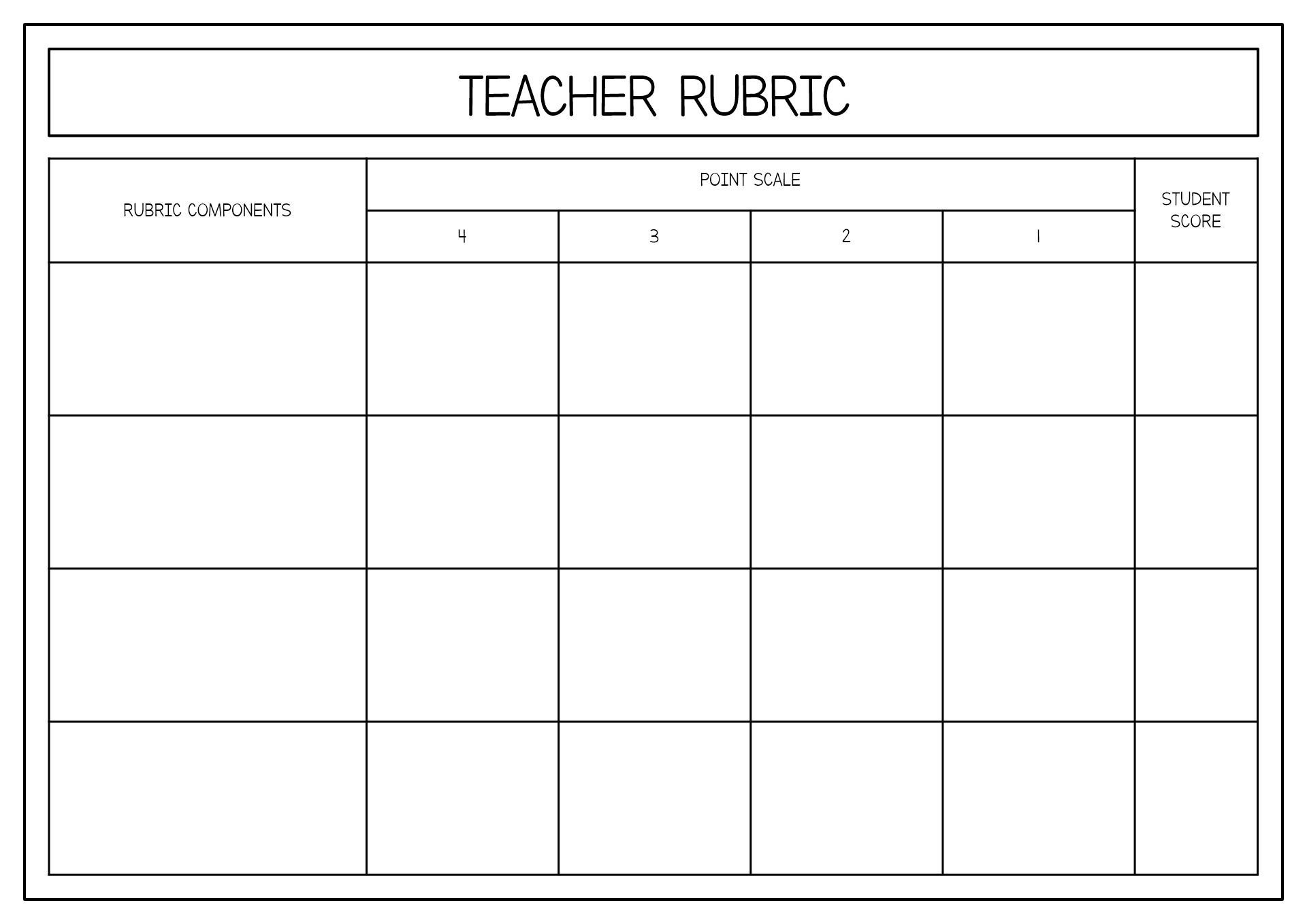 Free Printable Teacher Rubric