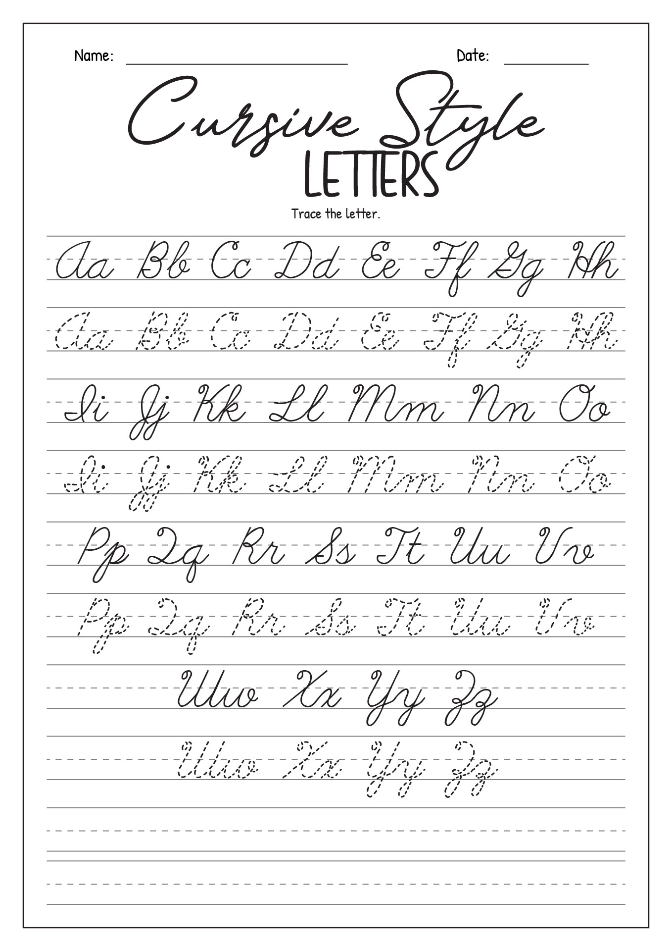 Handwriting Style Cursive Letters Image