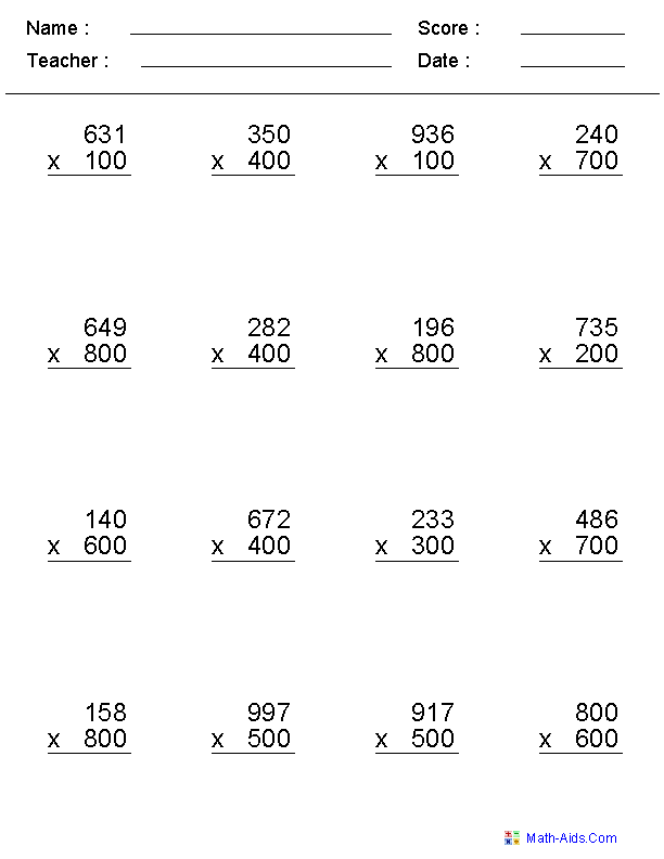 Hard 5th Grade Math Worksheets Multiplication