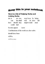 Helping and Linking Verbs Image
