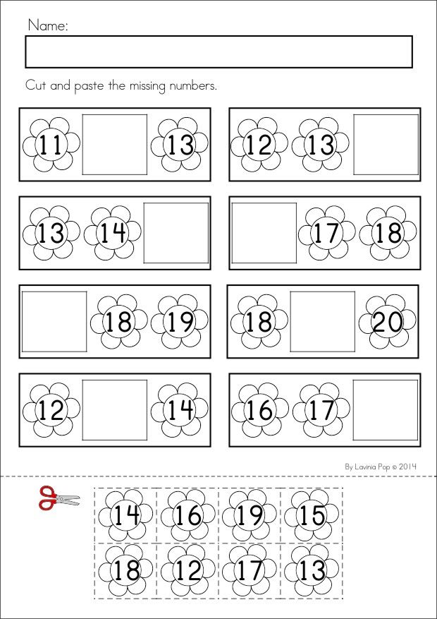 Kindergarten Cut and Paste Math Worksheets Missing Numbers Image