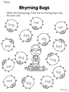 Kindergarten Rhyming Worksheets and Coloring Image