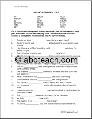Linking Verb Worksheets Middle School Image