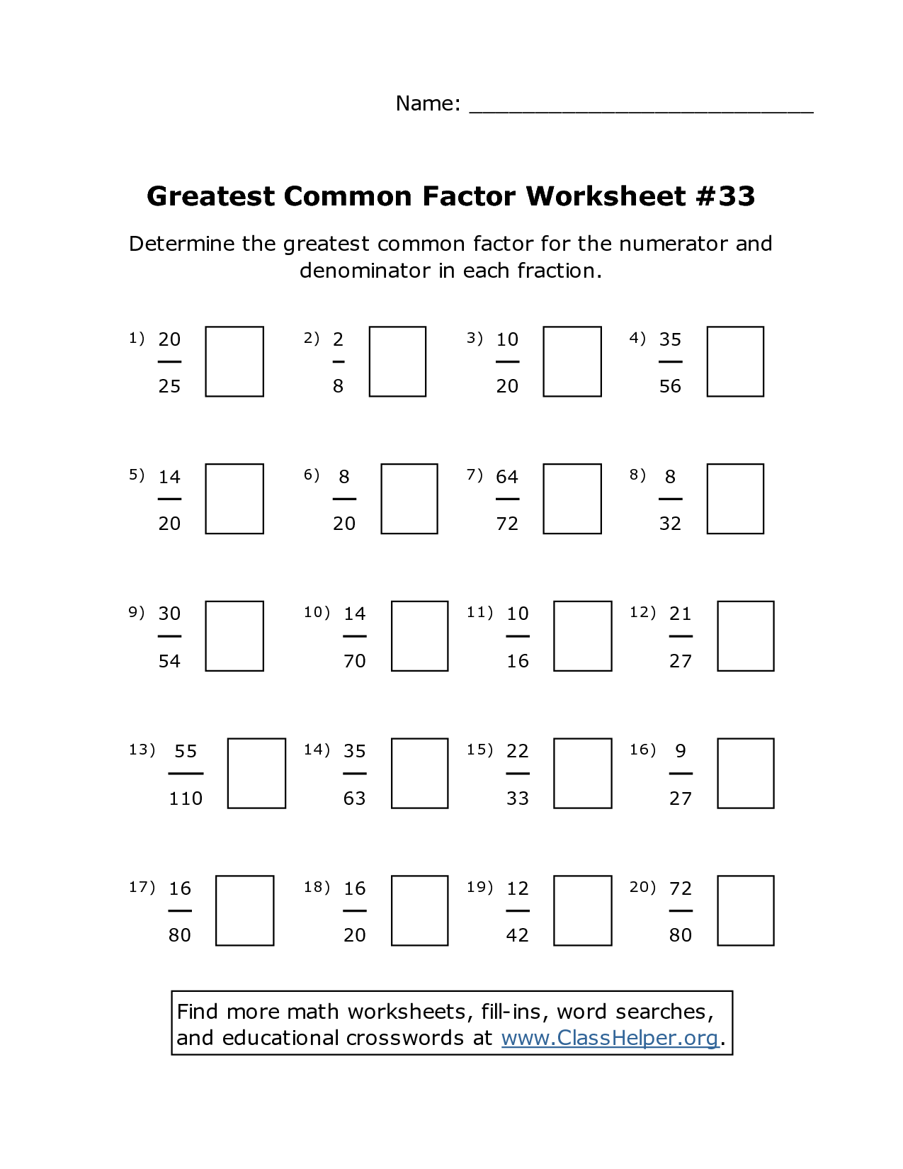 13 Best Images of Greatest Common Factor Worksheet Answers Greatest ...
