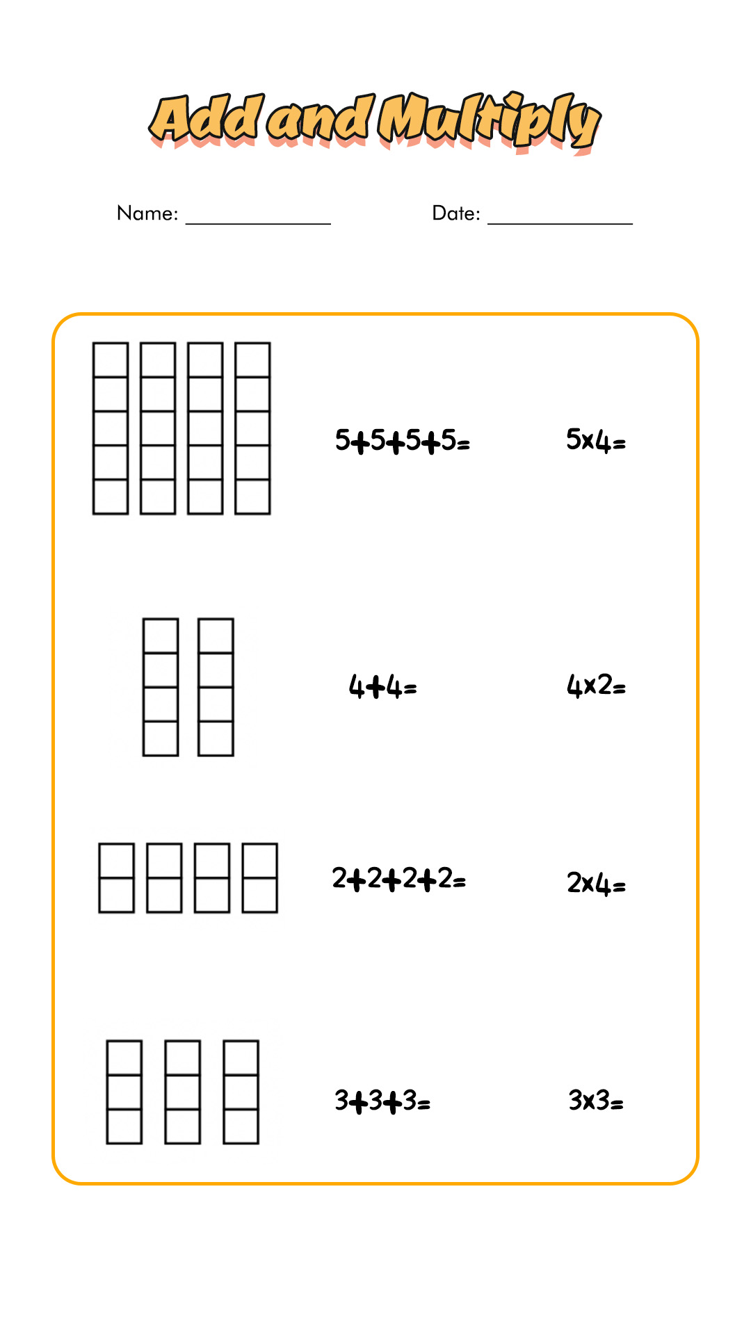 Multiplication Repeated Addition Arrays Worksheets Image
