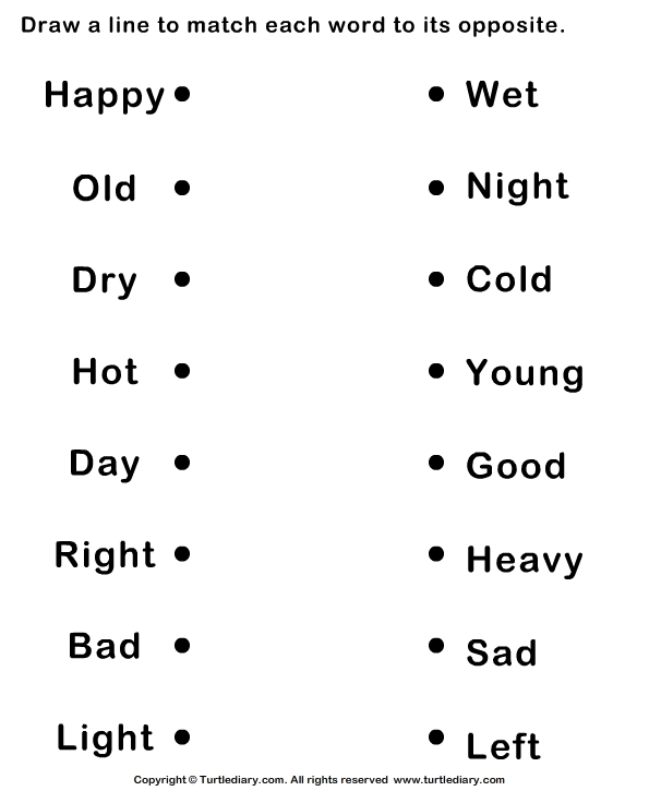 Opposite Adjectives Worksheet Image