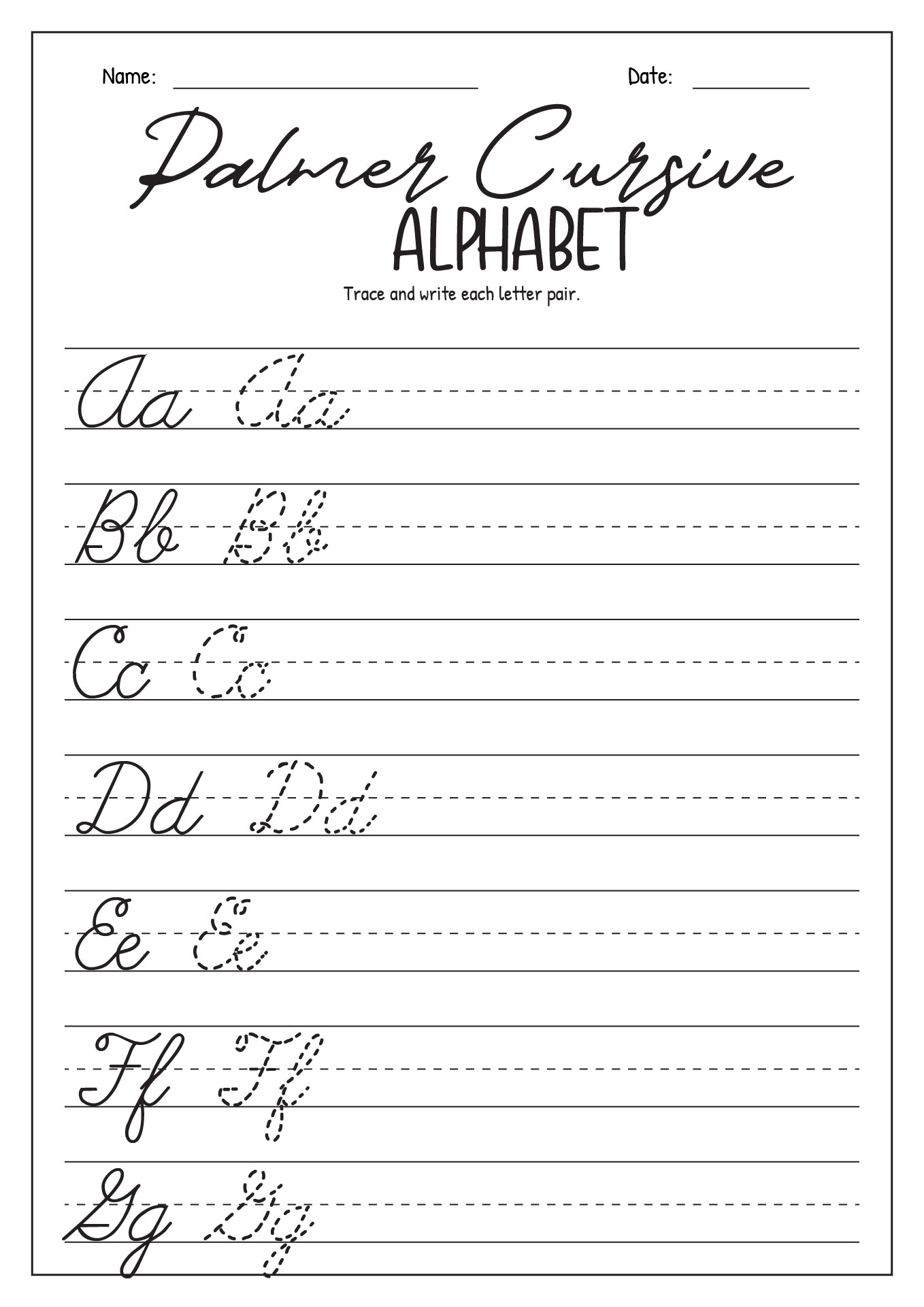 Palmer Cursive Handwriting Alphabet Image