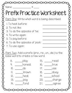 Prefix Worksheets 5th Grade Image