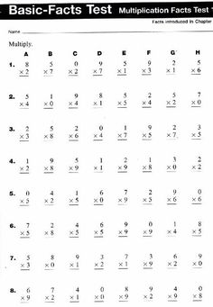 Printable Multiplication Worksheets 3rd Grade Test