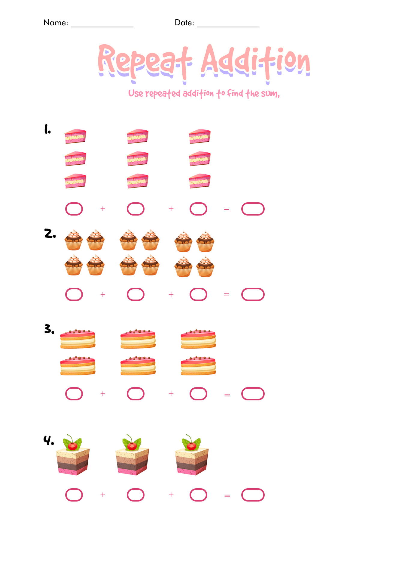 Repeated Addition Worksheets Image