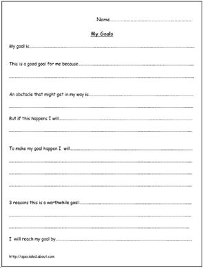 School Goals Worksheet Image