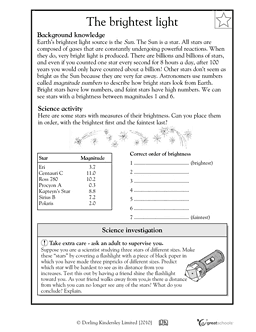 Science Worksheets Light