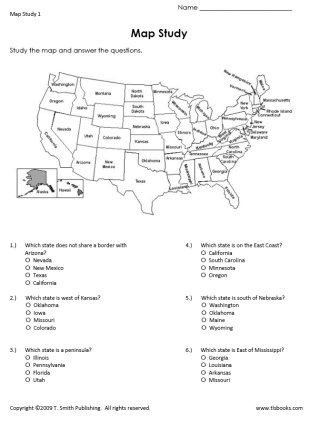 Maps US History Worksheets