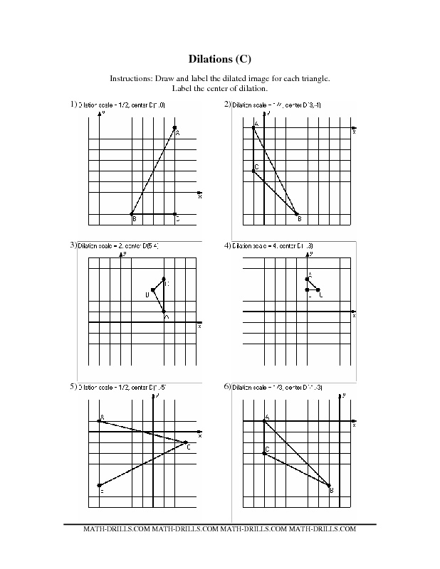 8th Grade Dilations Worksheet