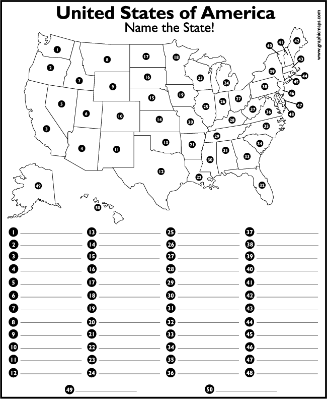 Blank Printable United States Maps with Capitals Image