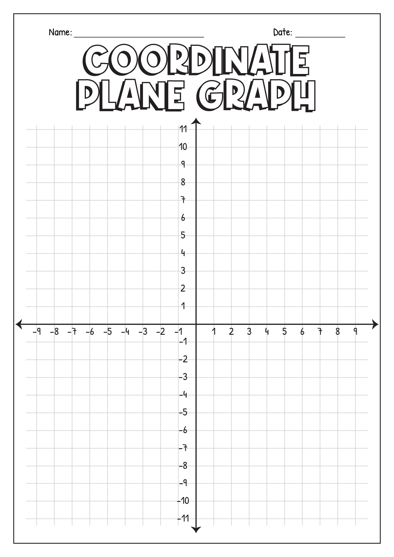 Coordinate Plane Graph Paper
