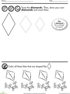 Diamond Shape Tracing Worksheets Preschool Image