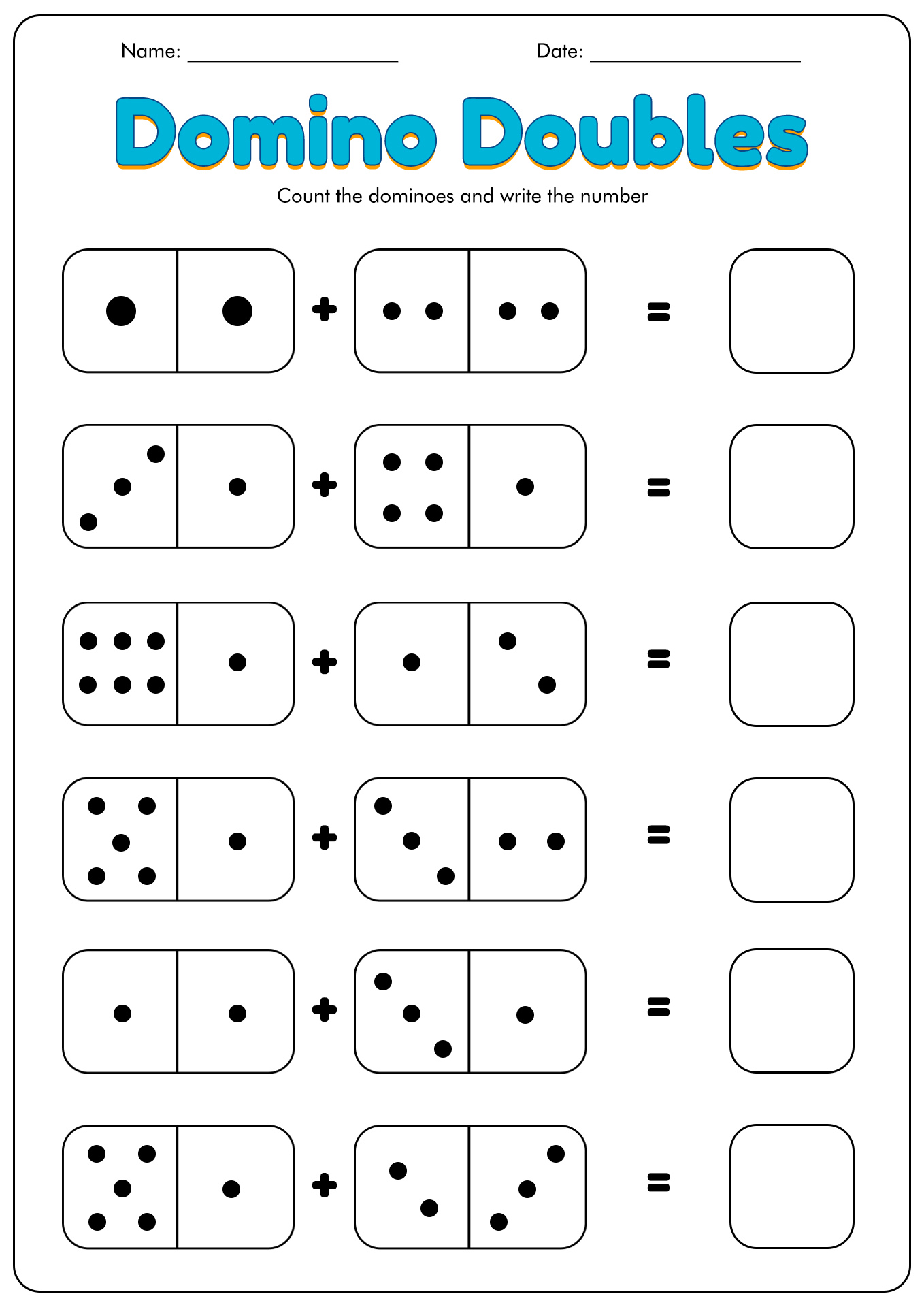 Domino Doubles Worksheet