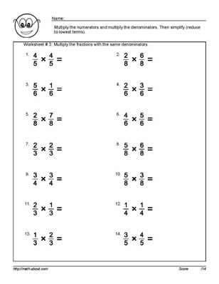 Fractions Worksheets Grade 6 Image