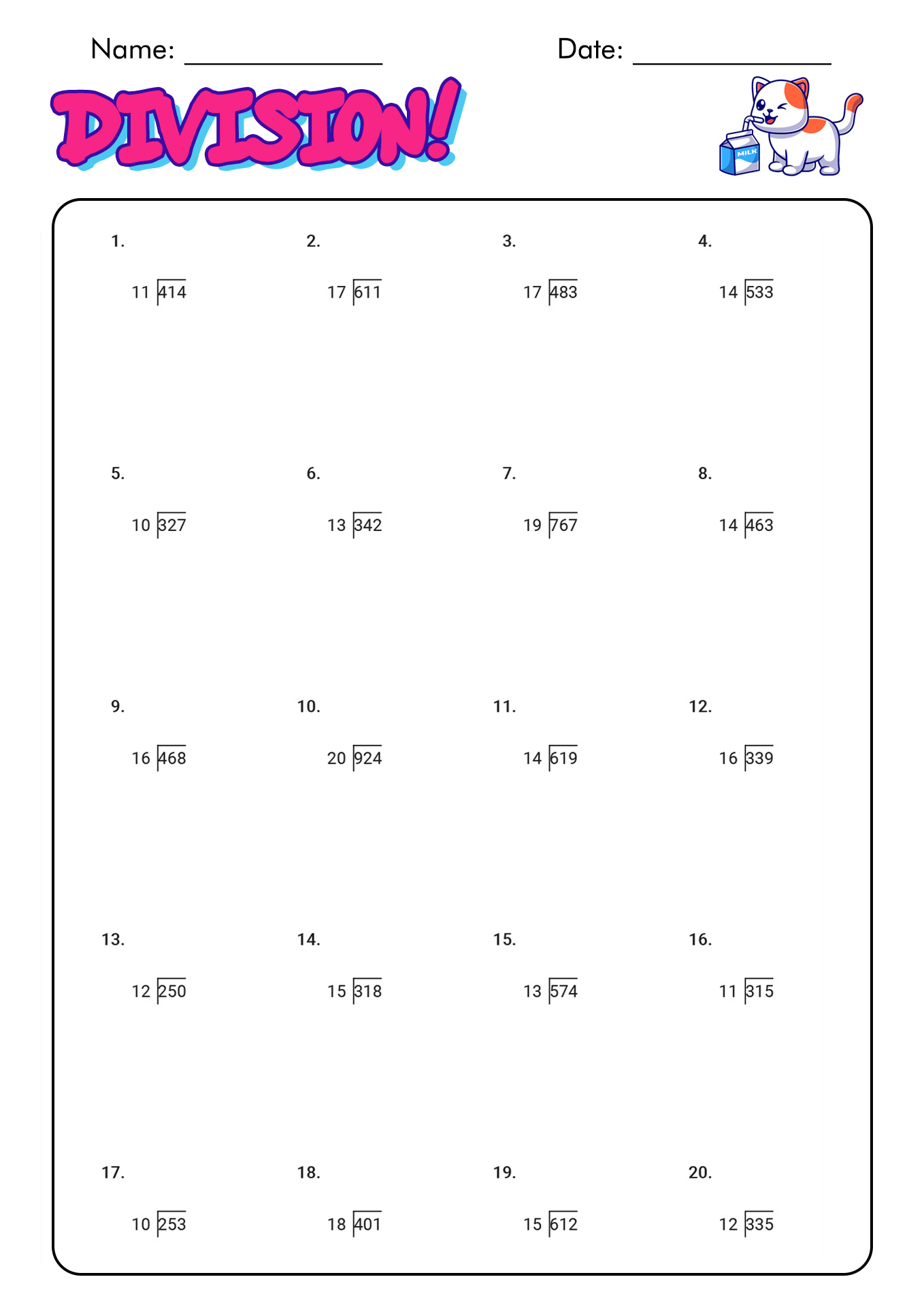 Free Printable Division Worksheets 4th Grade Image