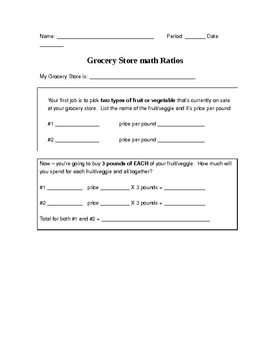 Grocery Store Unit Rate Worksheet Image