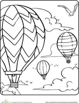Hot Air Balloon Coloring Page Kindergarten Image