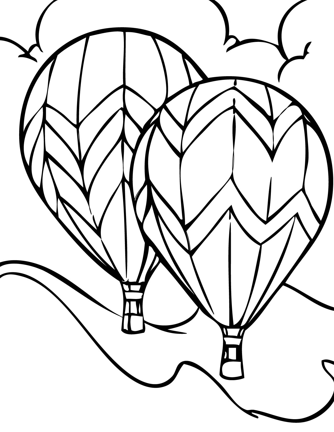 Hot Air Balloon Coloring Page Image