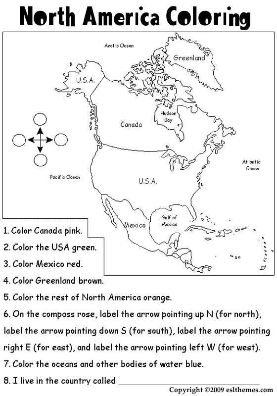 North America Coloring Worksheet Image