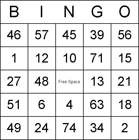 Printable Bingo Cards Image