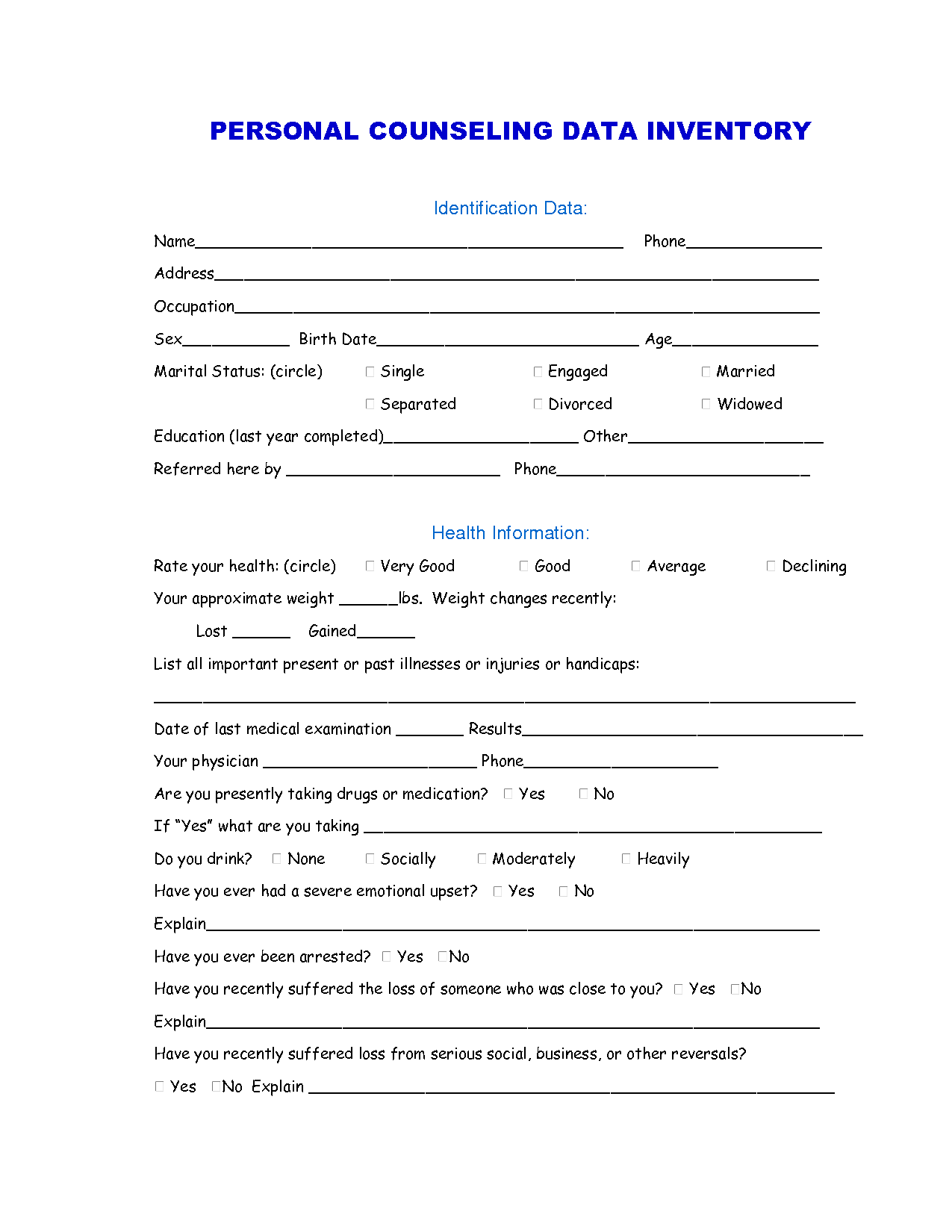 Free Printable Marriage Counseling Worksheets